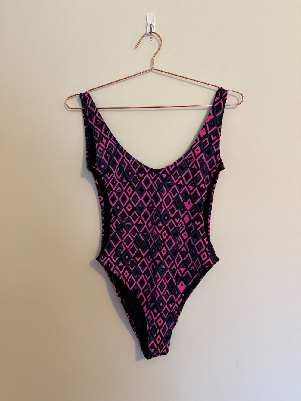 90s Retro One Piece Swimsuit High Leg Size Medium